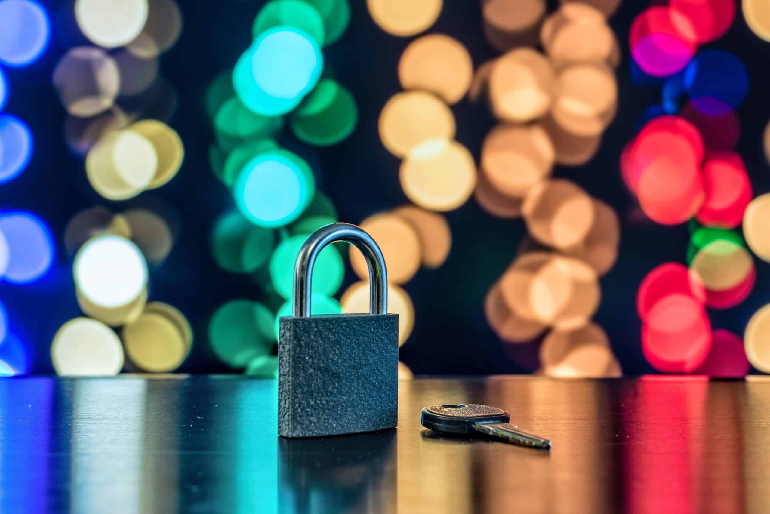 lock and key as symbol for Privacy and General Data Protection Regulation on a notebook computer